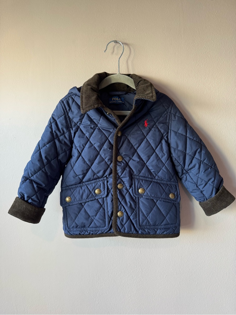 Polo Ralph Lauren Toddler Navy Quilted Corduroy Collar Barn Chore Jacket 3T